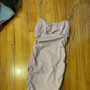 Short purple ruffle dress